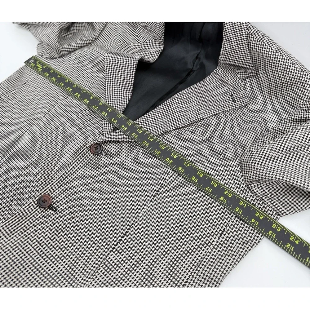 VNTG Chaps Ralph Lauren Blazer Mens 41R Wool Silk Blend Houndstooth‎ Two Button